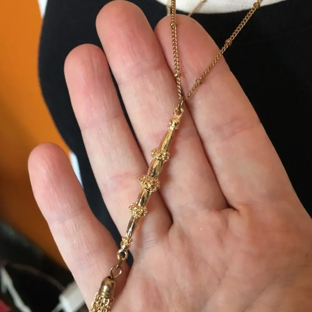 Boho gold tone three strand layered necklace